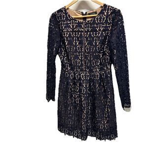 TAHARI ARTHUR S LEVINE lace Blue dress size 4 NEW Lined Eyelet Crotchet